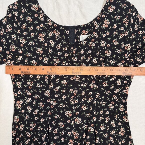 Vintage 90s Express Black & Pink Ditsy Floral Flowy Romper Size Small - Picture 6 of 10
